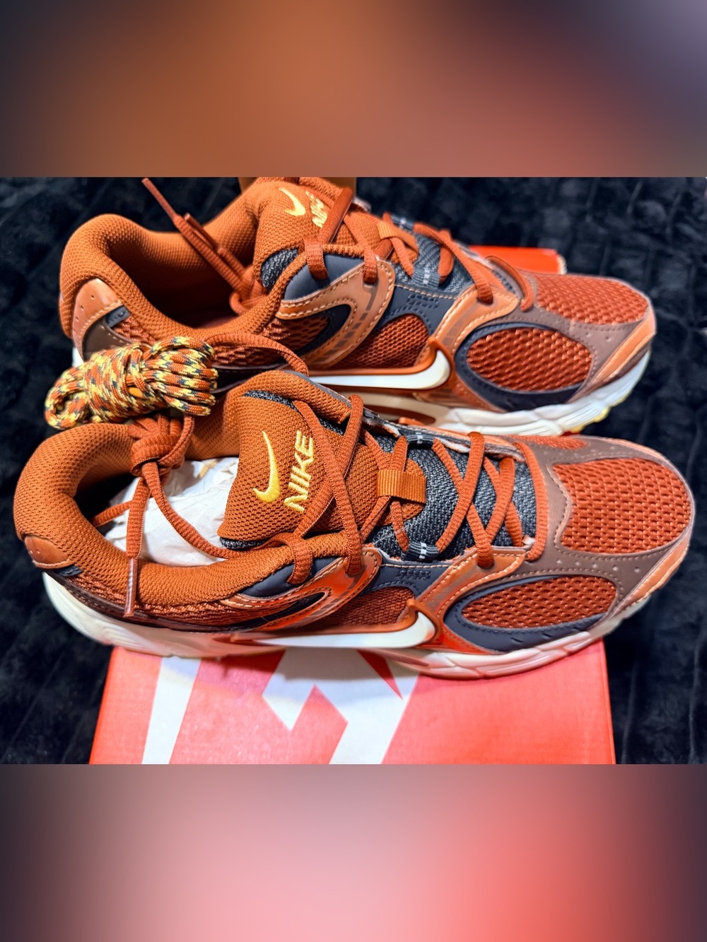 Nike Kids Rust Orange and Charcoal Athletic Sneakers